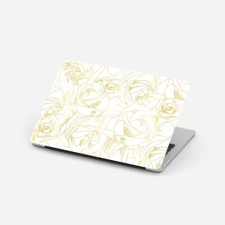 Laptop sticker delicate gold rose line art pattern • Wallissimo®