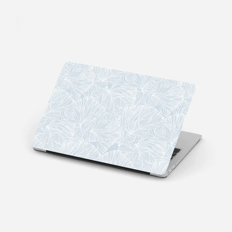 Laptop sticker soft blue botanical pattern