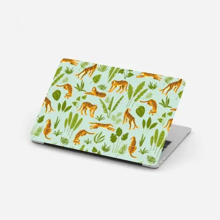 Laptop sticker playful tiger jungle pattern • Wallissimo®
