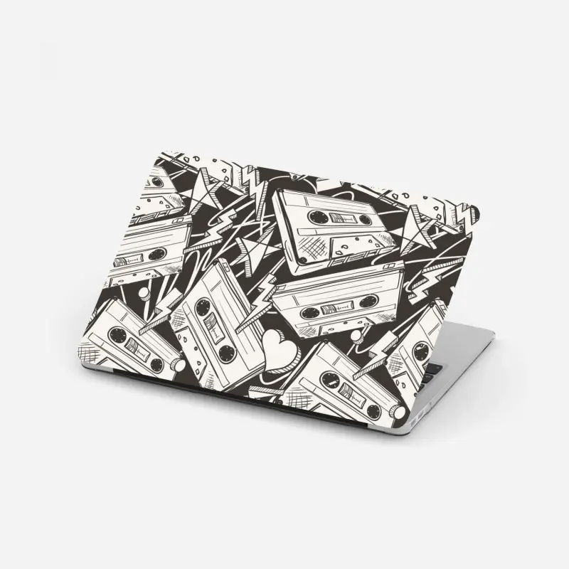 Laptop sticker vintage cassette tape pattern
