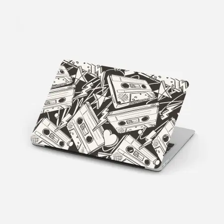 Laptop sticker vintage cassette tape pattern • Wallissimo®