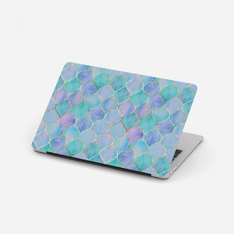 Laptop sticker pastel turquoise moroccan tile pattern