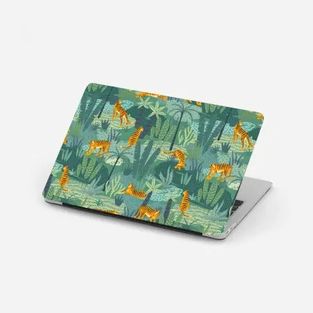Laptop sticker playful jungle tigers pattern • Wallissimo®