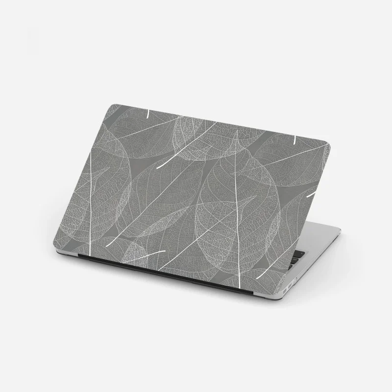 Laptop sticker delicate leaf vein pattern in gray