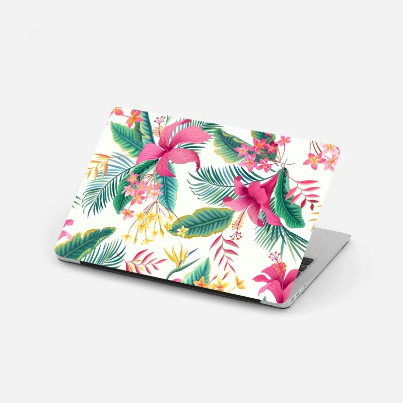 Laptop sticker tropical botanical bloom pattern