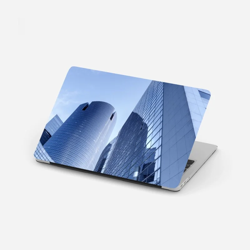 Laptop sticker modern blue urban skyline