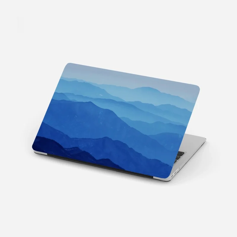 Laptop sticker misty blue mountain layers