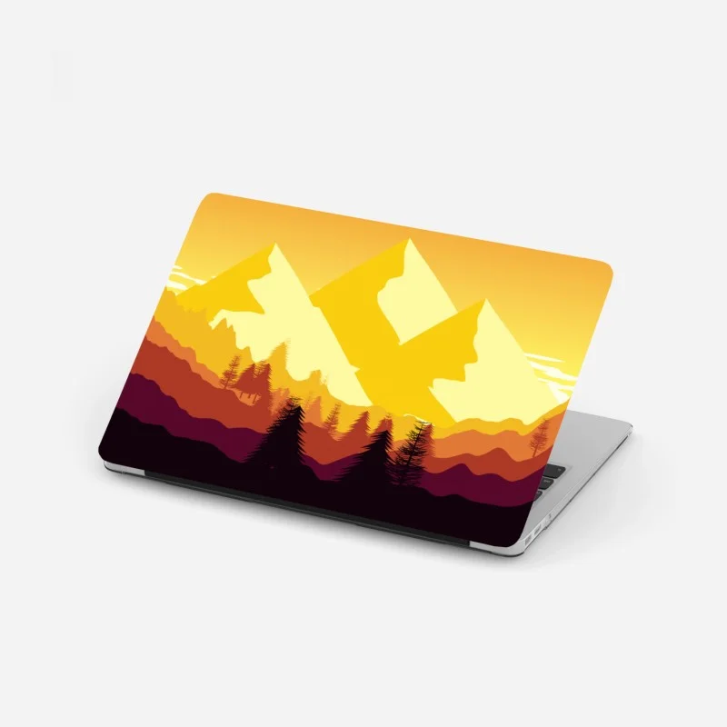 Laptop sticker golden sunset mountain landscape