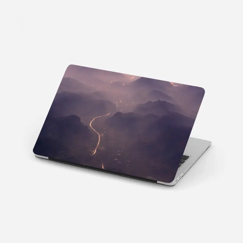 Laptop sticker misty pastel mountain valley
