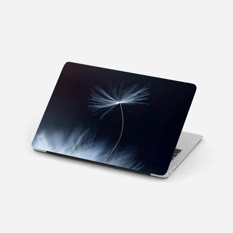 Laptop sticker delicate dandelion seed close-up
