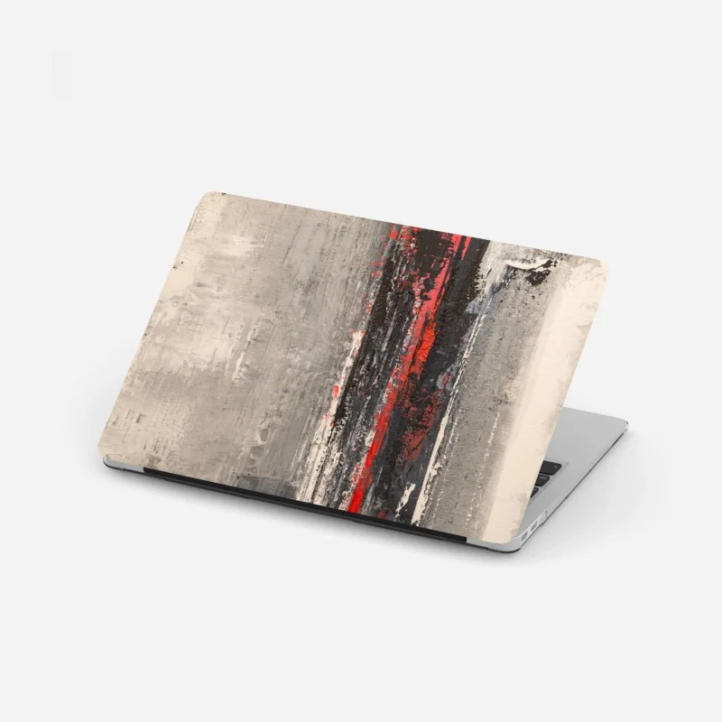 Laptop sticker textured abstract composition with red accent