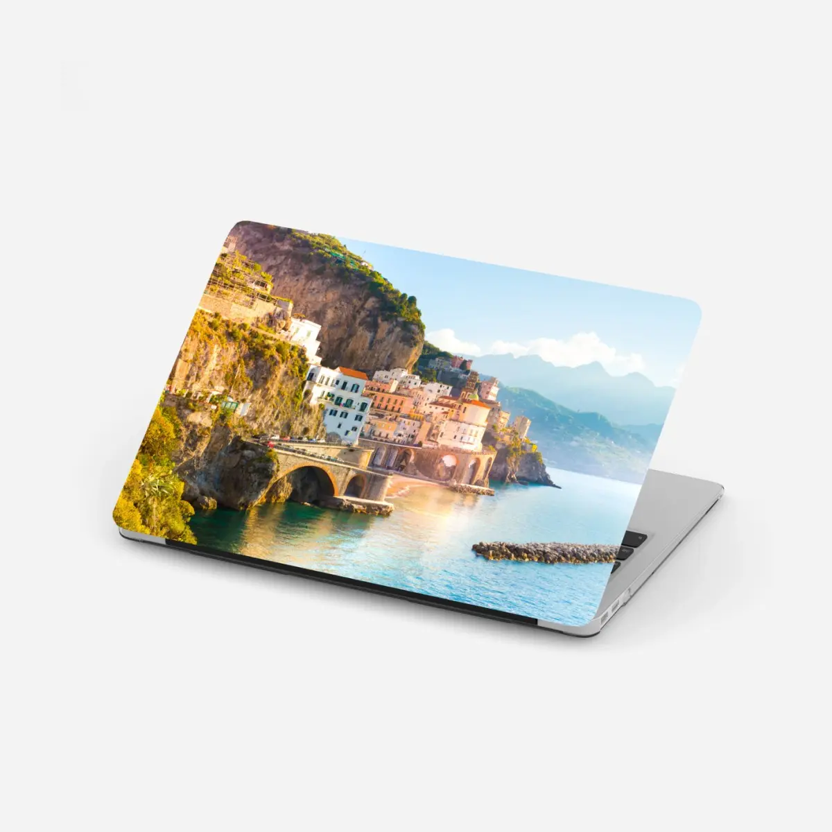 Laptop sticker sunlit coastal cliffside village ⁕ Wallissimo® Laptop sticker sunlit coastal cliffside village ⁕ Wallissimo®