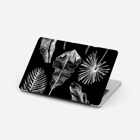 Laptop sticker monochrome botanical leaf composition • Wallissimo®