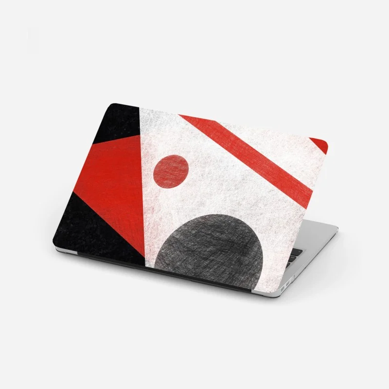 Laptop sticker geometric abstraction in red and black