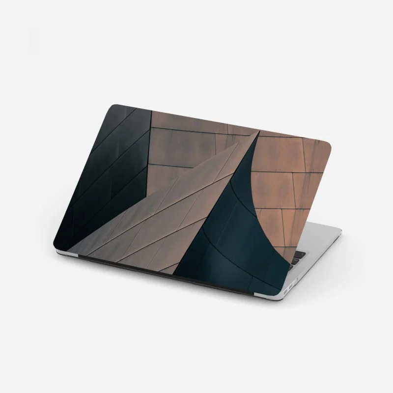 Laptop sticker geometric architectural forms in metal