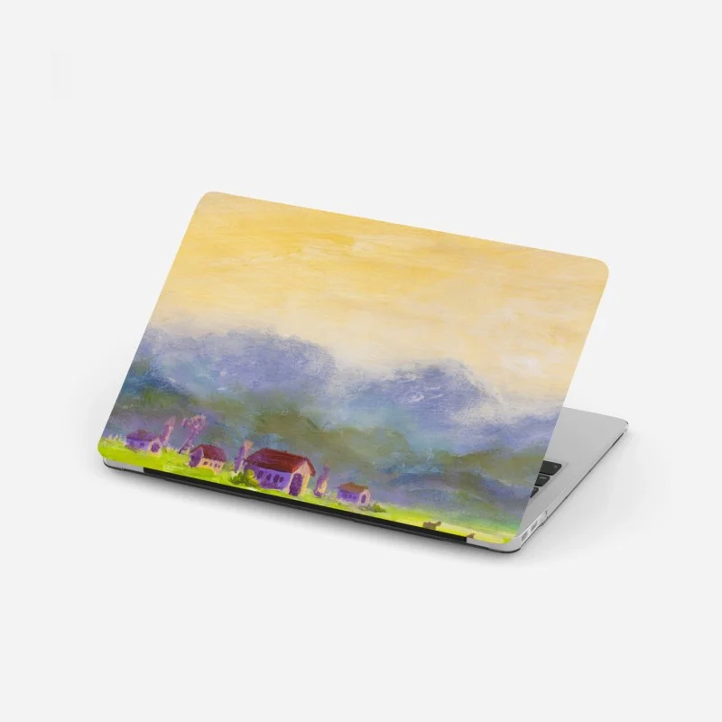 Laptop sticker dawn over a summer meadow