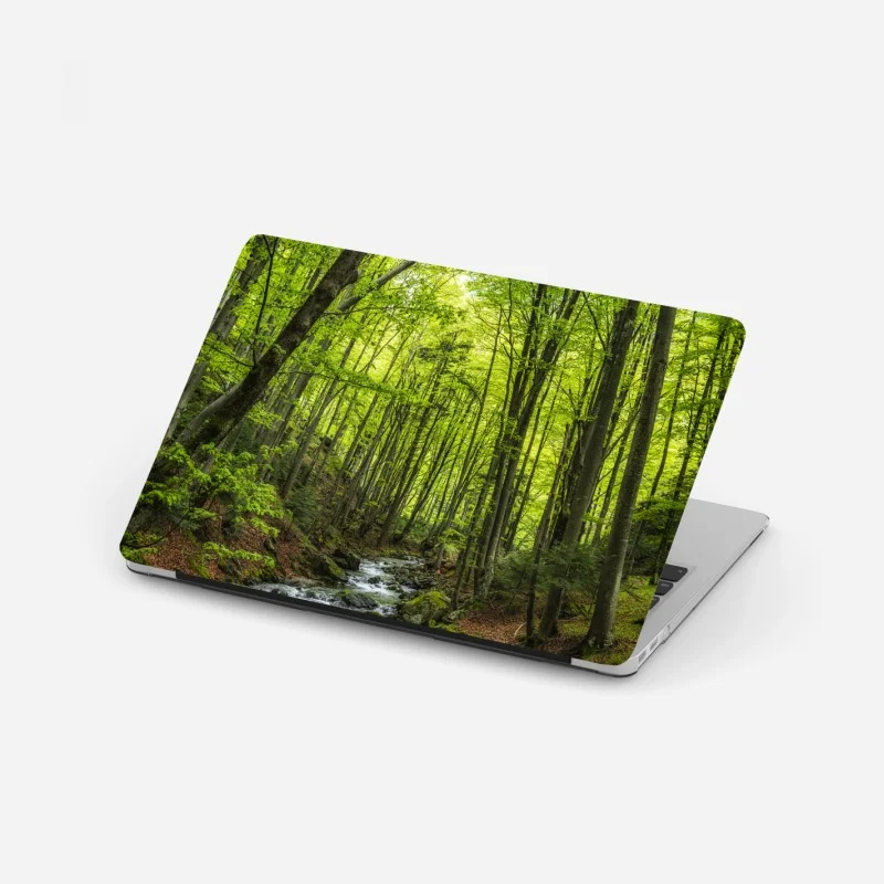 Laptop sticker serene green forest stream