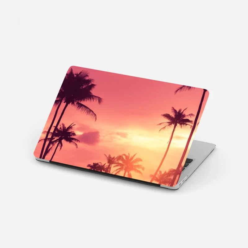 Laptop sticker pink tropical sunset with palms