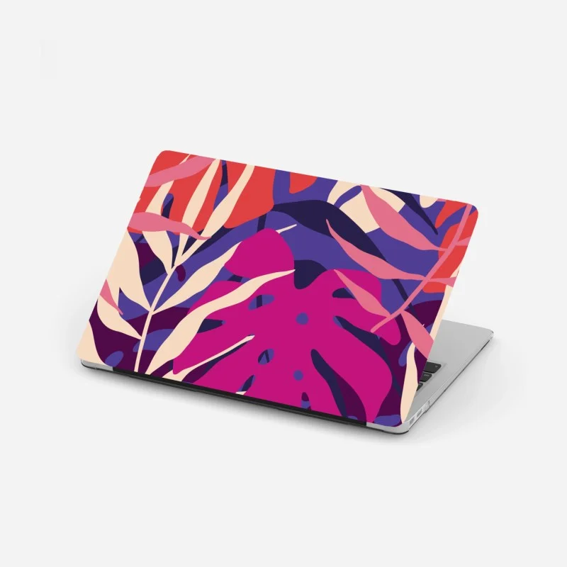 Laptop sticker pastel tropical leaf design