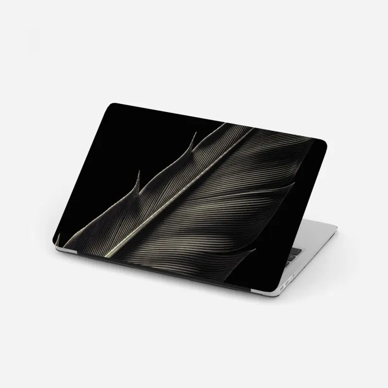 Laptop sticker delicate feather study in monochrome