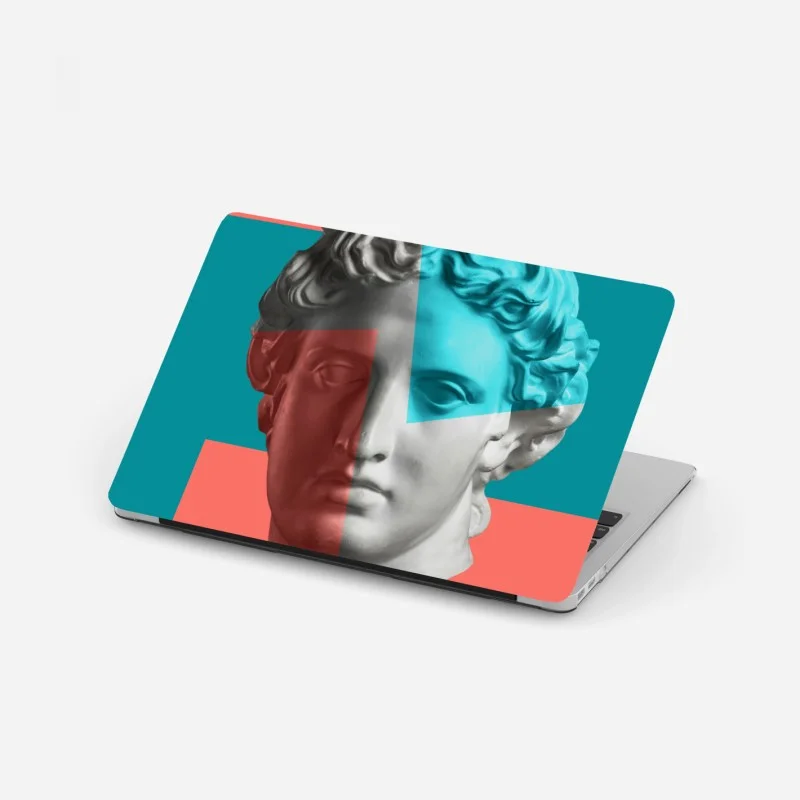 Laptop sticker duotone classical bust collage