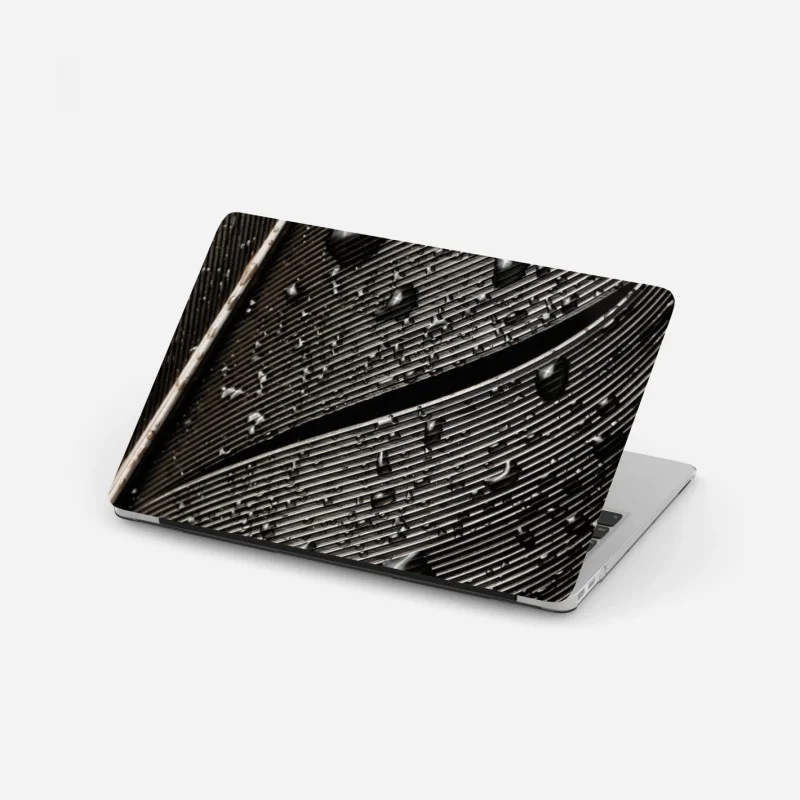 Laptop sticker monochrome feather with water droplets