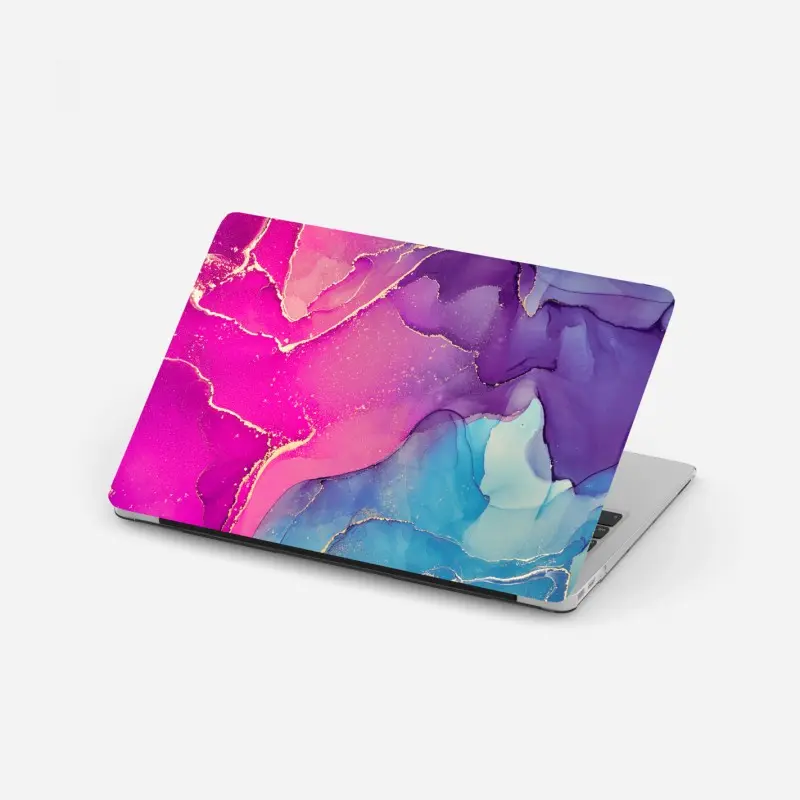 Laptop sticker vibrant marble alcohol ink composition