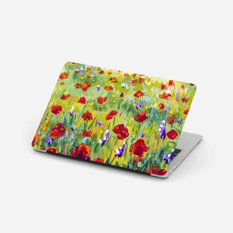 Laptop sticker impressionist poppy meadow