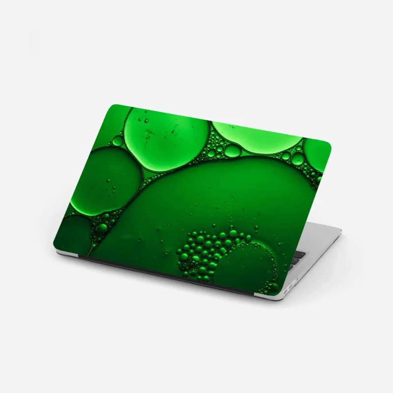 Laptop sticker green bubbles abstract composition