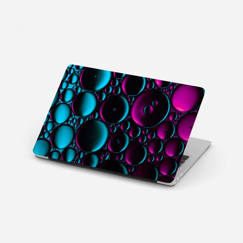 Laptop sticker turquoise and magenta bubble pattern