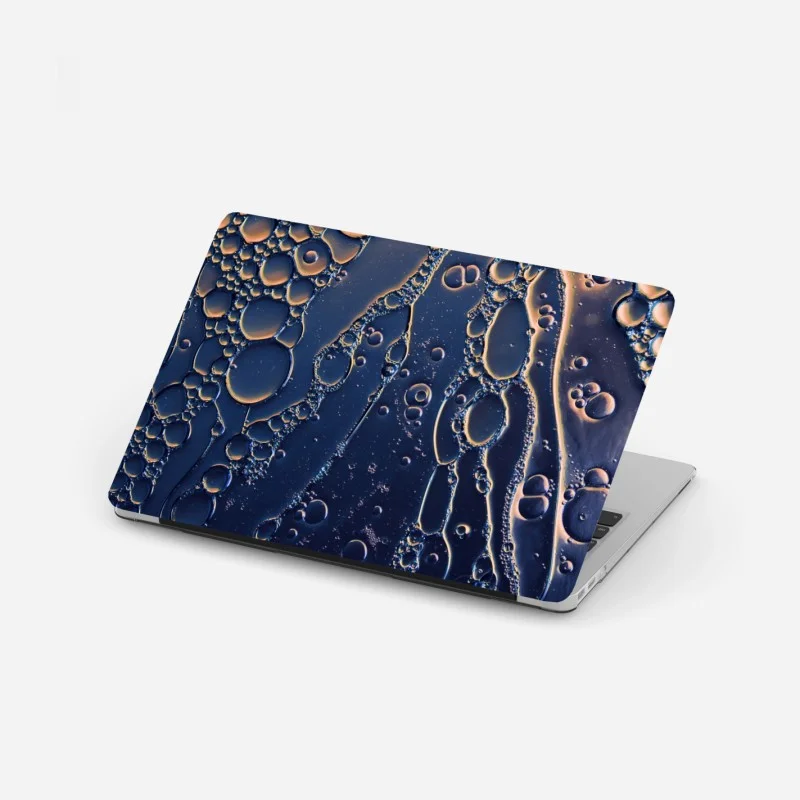 Laptop sticker blue and gold abstract bubbles