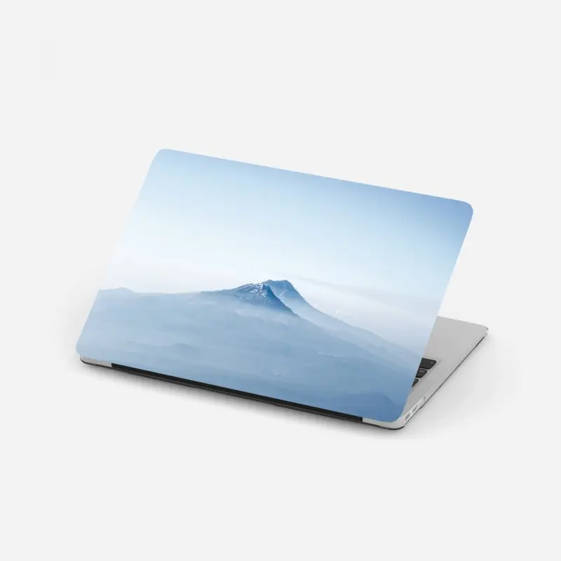 Laptop sticker misty blue mountain peaks