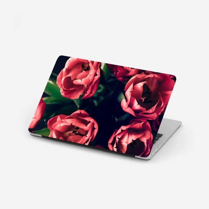 Laptop sticker moody pink tulip bouquet