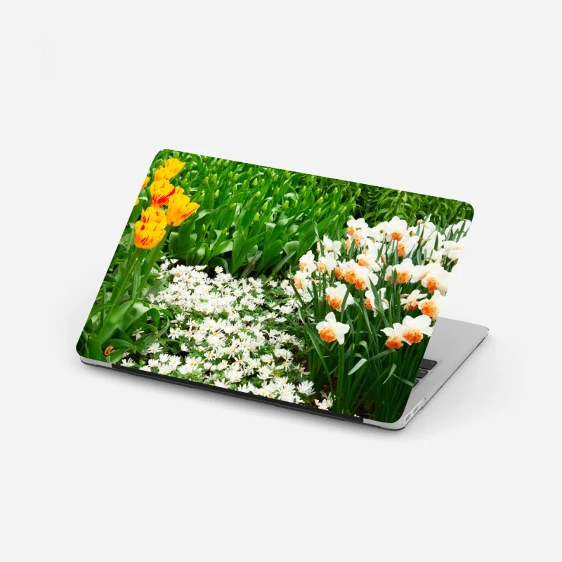 Laptop sticker vibrant spring flower garden