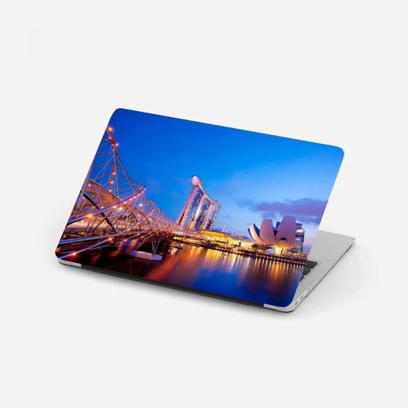 Laptop sticker Marina Bay cityscape at dusk
