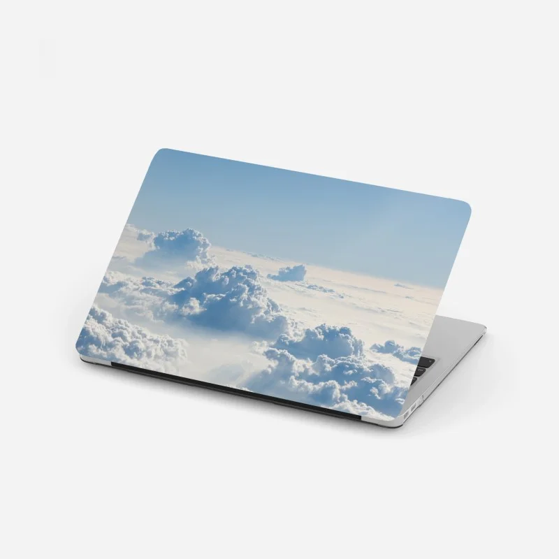 Laptop sticker aerial cloudscape over soft blue sky