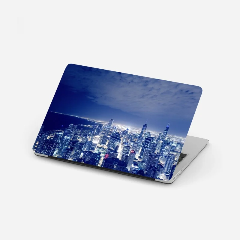 Laptop sticker Chicago night skyline panorama