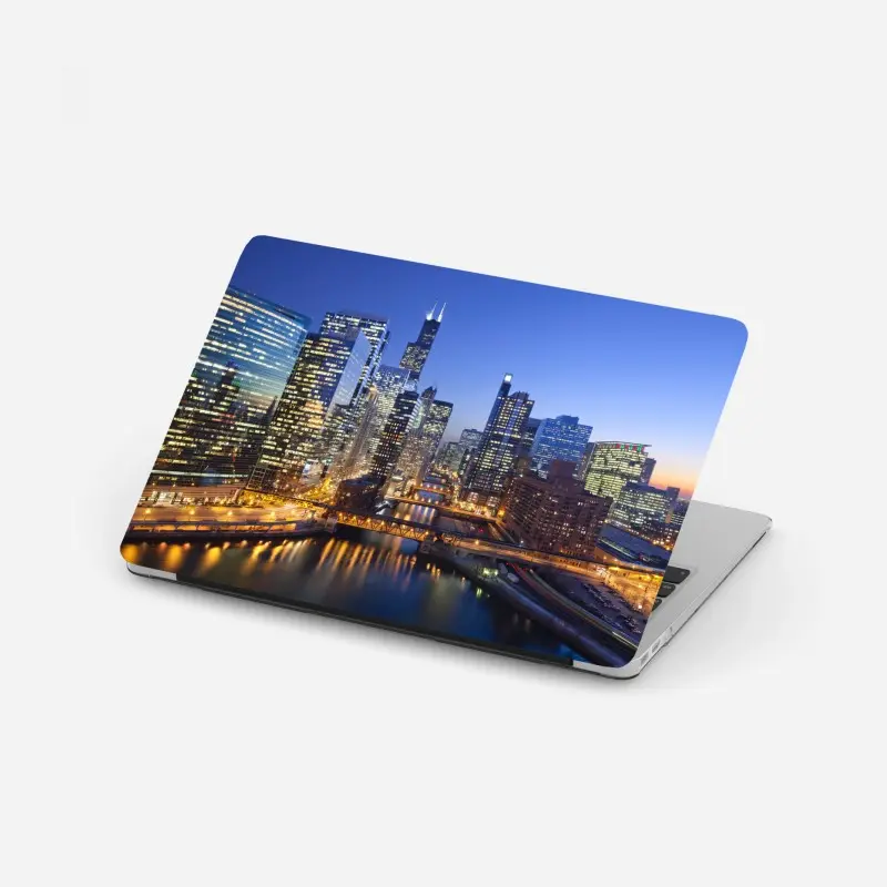 Laptop sticker Chicago skyline at dusk