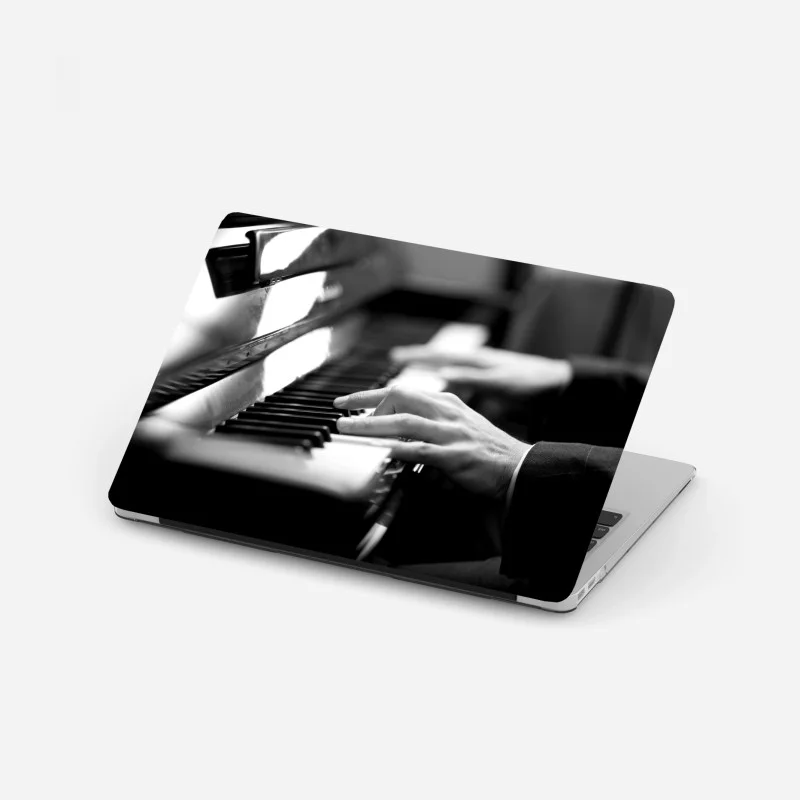 Laptop sticker intimate piano hands in monochrome