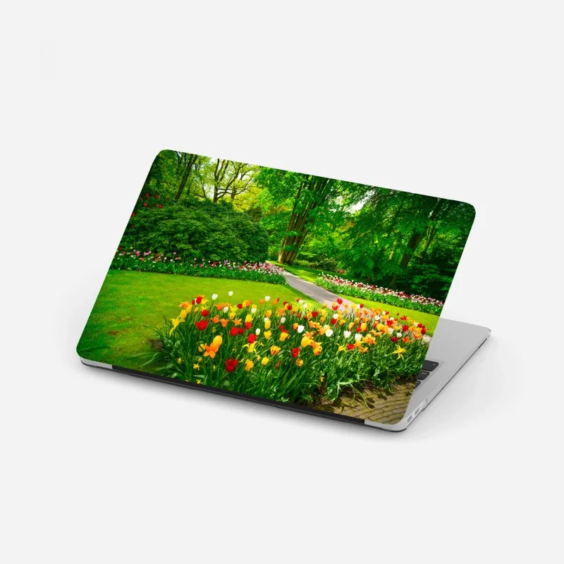 Laptop sticker vibrant tulip garden in Keukenhof