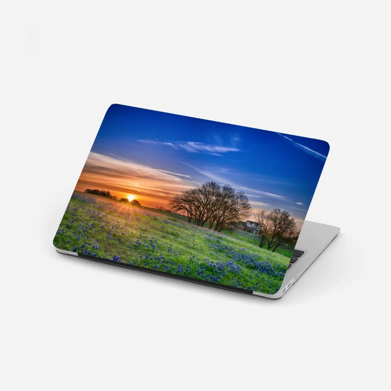 Laptop sticker Texas bluebonnet sunrise meadow