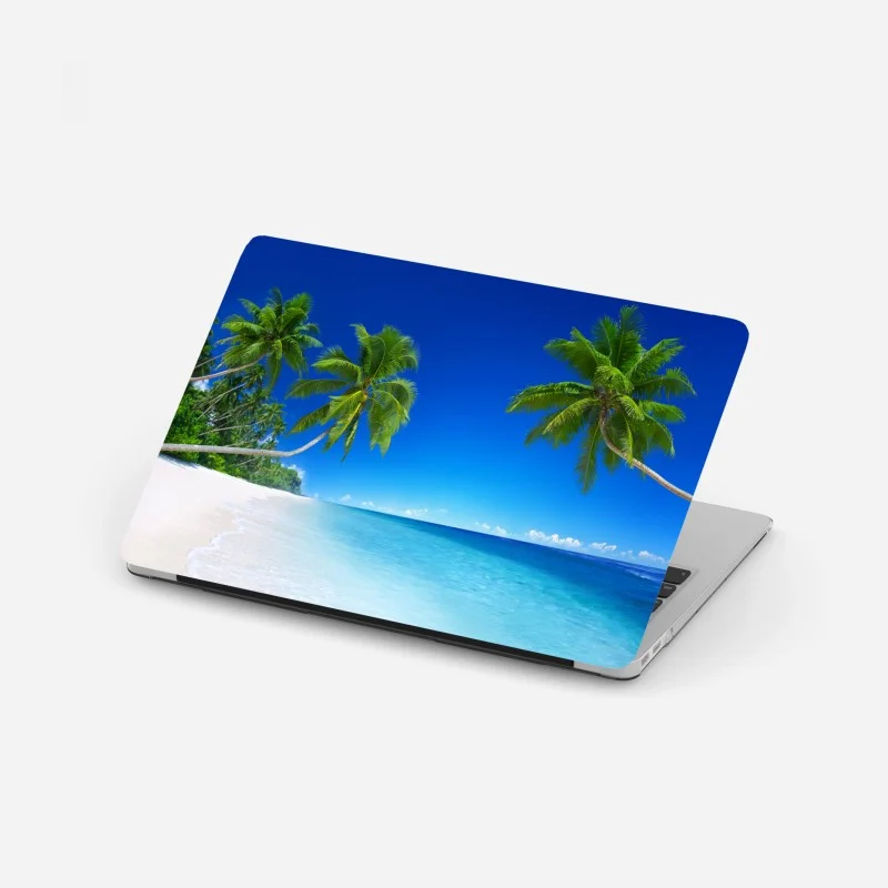 Laptop sticker tropical beach paradise with palm trees