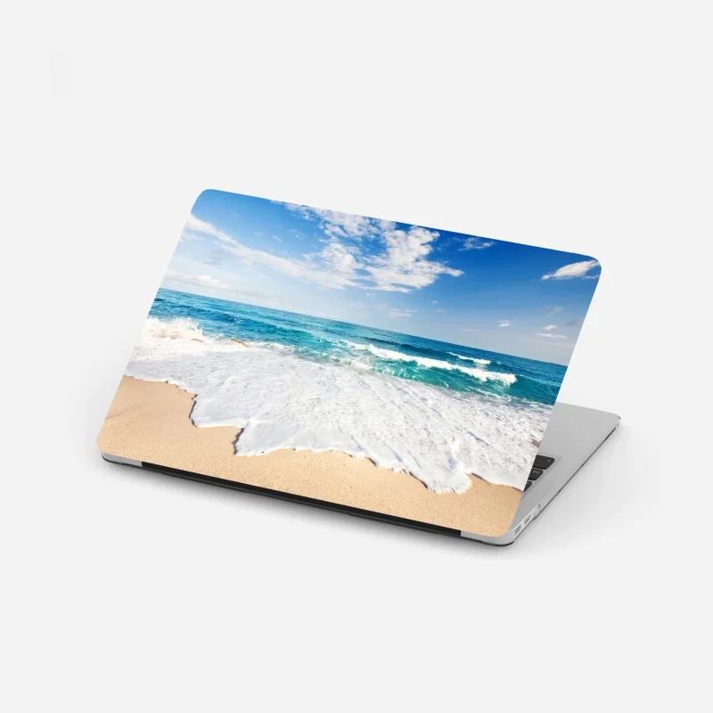 Laptop sticker playful cheetah pattern on turquoise background • Wallissimo®