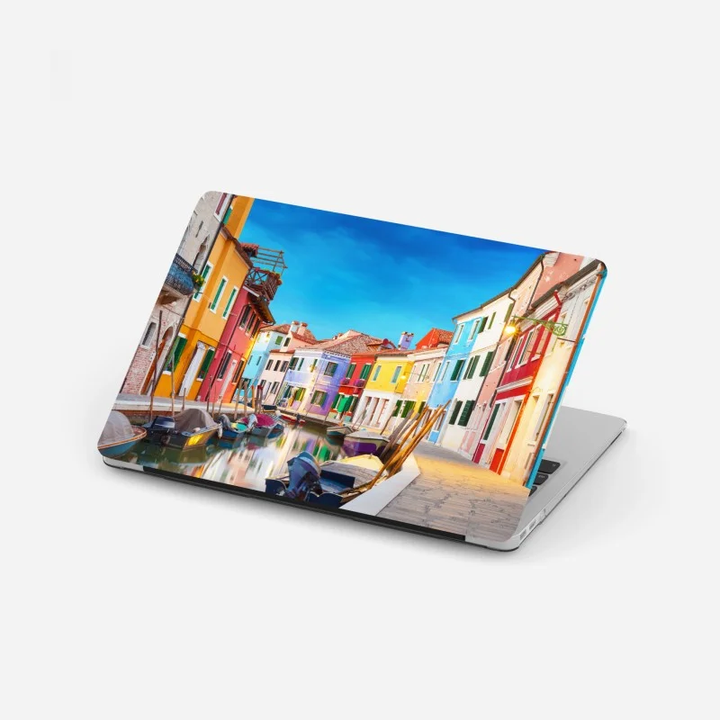 Laptop sticker colorful houses in Burano, Venice