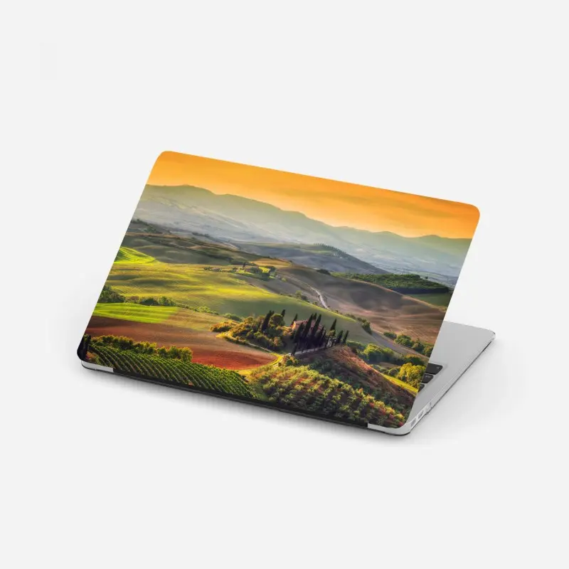 Laptop sticker Tuscany rolling hills at sunset