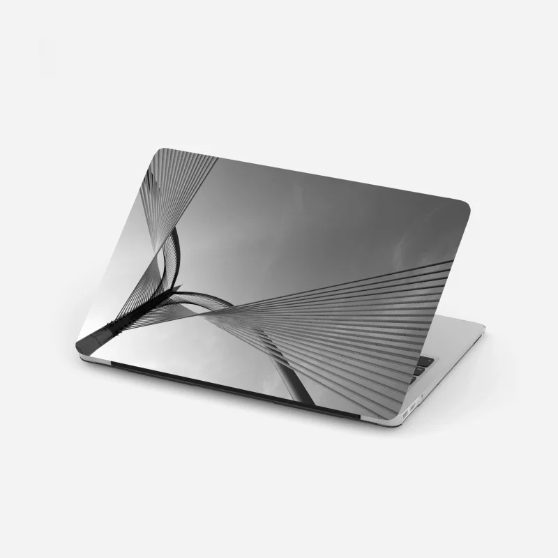 Laptop sticker monochrome cable bridge lines