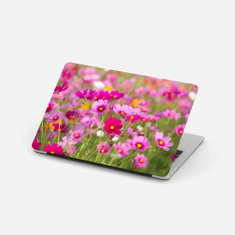 Laptop sticker pink cosmos meadow in bloom ⁕ Wallissimo®