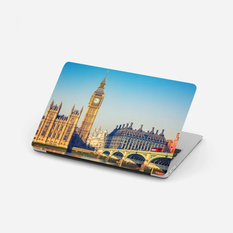 Laptop sticker London skyline with Big Ben and Westminster Bridge