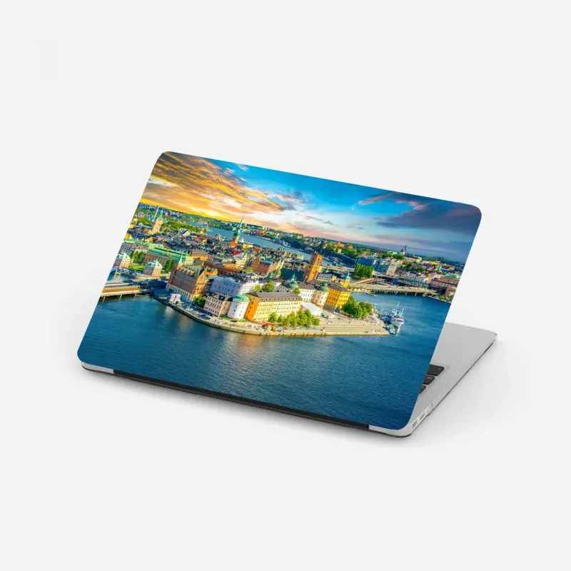Laptop sticker classic blue toile floral pattern • Wallissimo®