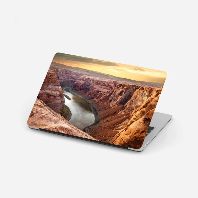 Laptop sticker sunlit canyon at Horseshoe Bend, Colorado River